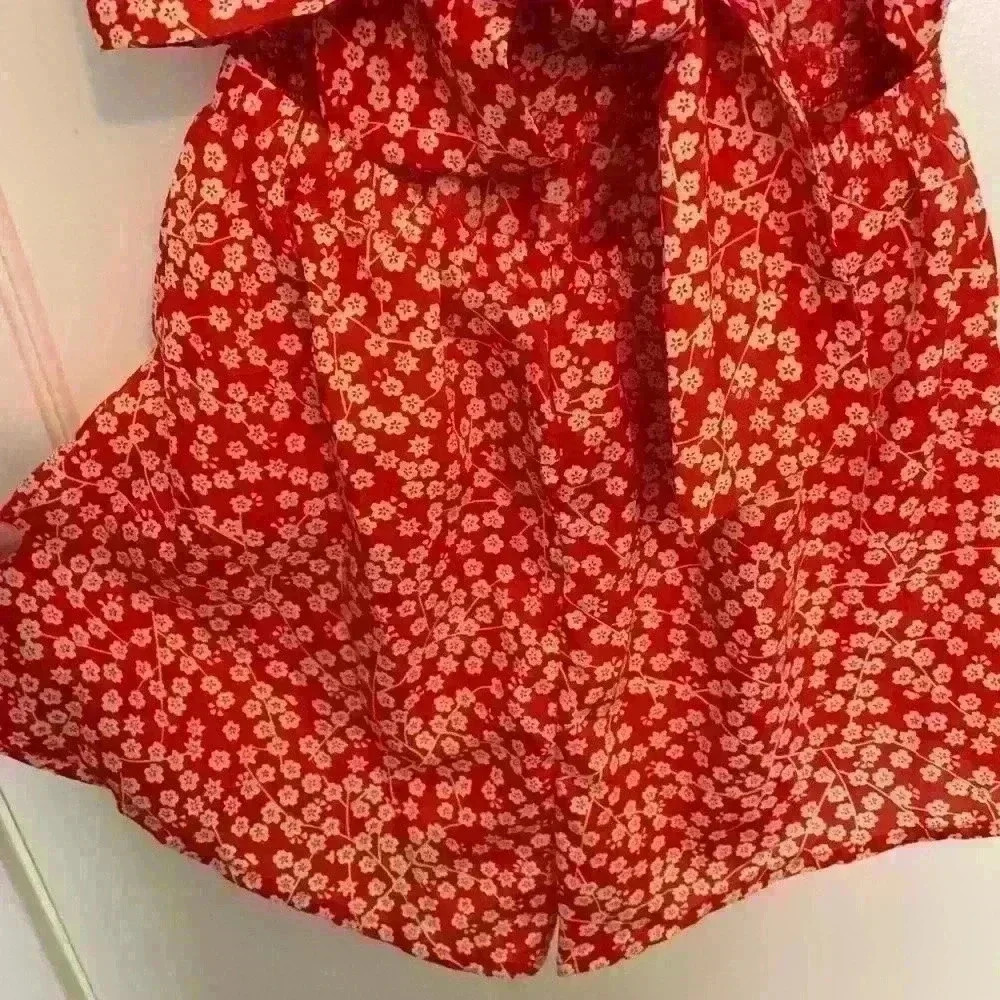 Princess Polly Ragnar Front Cutout Romper, Red and white floral, Women’s Size 2 - Picture 7 of 10